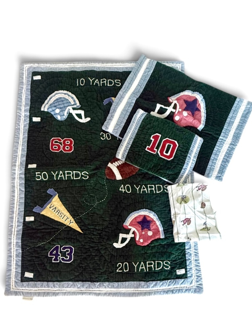Pottery Barn FOOTBALL Bedding Crib /Toddler Bed 4 pcs